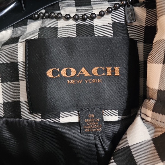 Coach | Jackets & Coats | Coach Check Trench Coat Black White Gingham ...